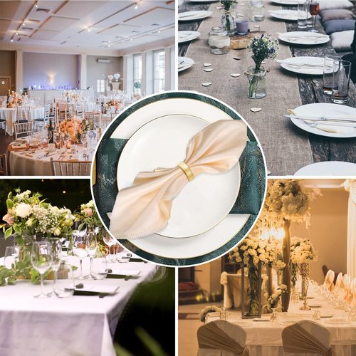 8 Pcs Matt Gold Napkin Rings - Metal Napkin Ring,Stainless Steel Napkin Rings for Table Settings Wedding Christmas Party Dinner Table(Semicircle)