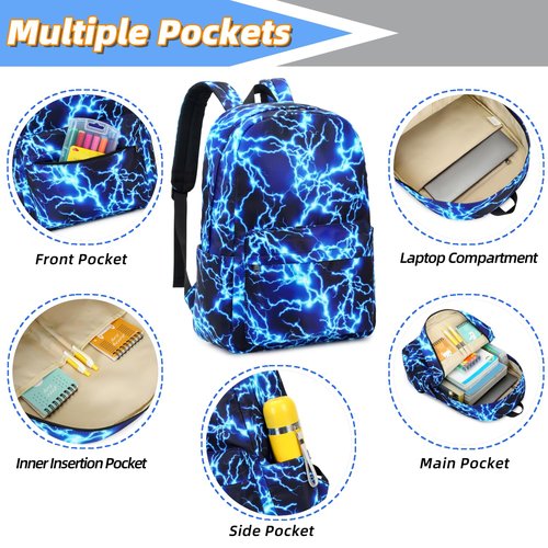 MSKYWU Backpack For Boy Elementary School Bookbag Durable Kid's Backpack Lightweight Travel Daypack (Blue-Light)