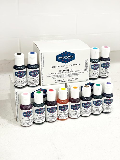 AmeriColor Food Coloring - Soft Gel Paste Kit with 12 x 0.75 Ounce Bottles | Vibrant Colors for Baking