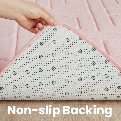 Macgace Ultra Soft Pink Area Rug for Girls Bedroom, 4x6 Modern Geometric Shag Rugs with Nonslip Backing for Living Room, Washable Fuzzy Carpet for Cozy Kids Room Nursery