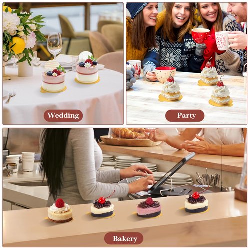 KintKita Mini Cake Boards Round 120 PCS, 3.15 Inch Cake Cardboard Dessert Plates Disposable, Platos Para Mini Flan Mousse Cupcake Base for Baking Display, Wedding & Birthday