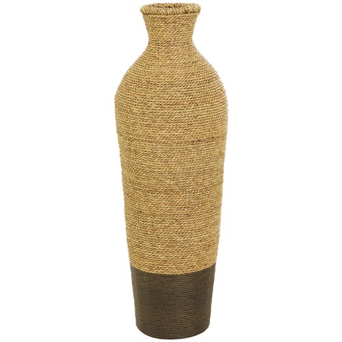 Deco 79 Seagrass Handmade Decorative Vase Tall Woven Floor Centerpiece Vase, Vase for Home Decoration 11" x 11" x 33", Brown