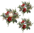 Regine Switzerland Christmas Candle Rings - Elegant Gold Berries & Pine Needles | 2-Piece Set for Holiday Decor