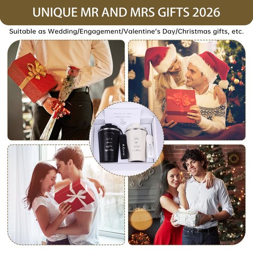 Tonoler Mr and Mrs Gifts 2026, Stainless Steel Insulated Coffee Mug for Couples, Wedding/Engagement/Bridal Shower Gifts for Newlywed, Bride and Groom - 12 Oz