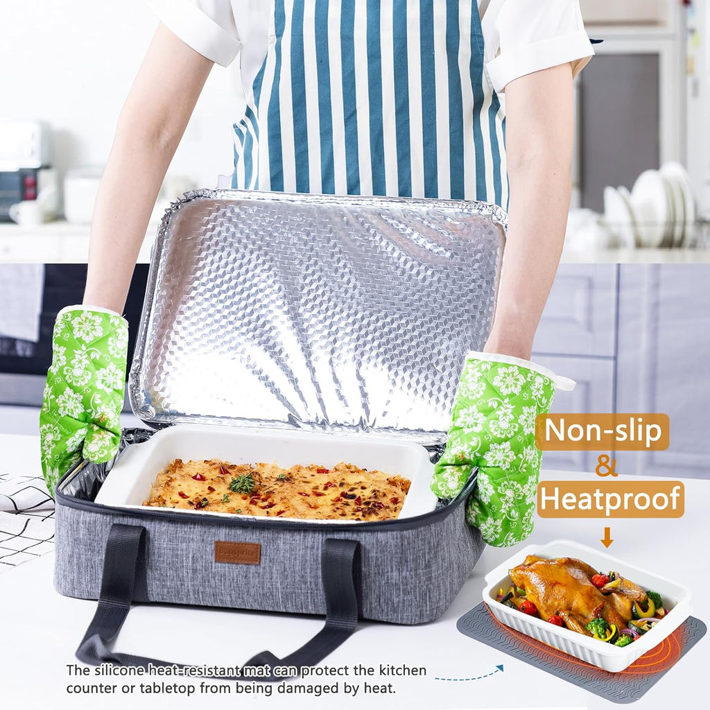 BAGSPRITE Insulated Casserole Carrier - Expandable Thermal Tote for Hot or Cold Food | Fits 9" x 13" Dish