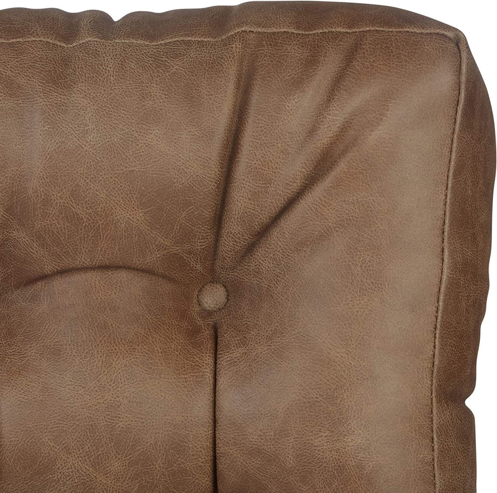 Klear Vu Gripper Non-Slip Floor Cushions for Adults, Extra Thick Square Meditation Pillow, Ideal for Yoga, Seating or Lounging, 21"x21", 1 Count, Brown Faux Leather