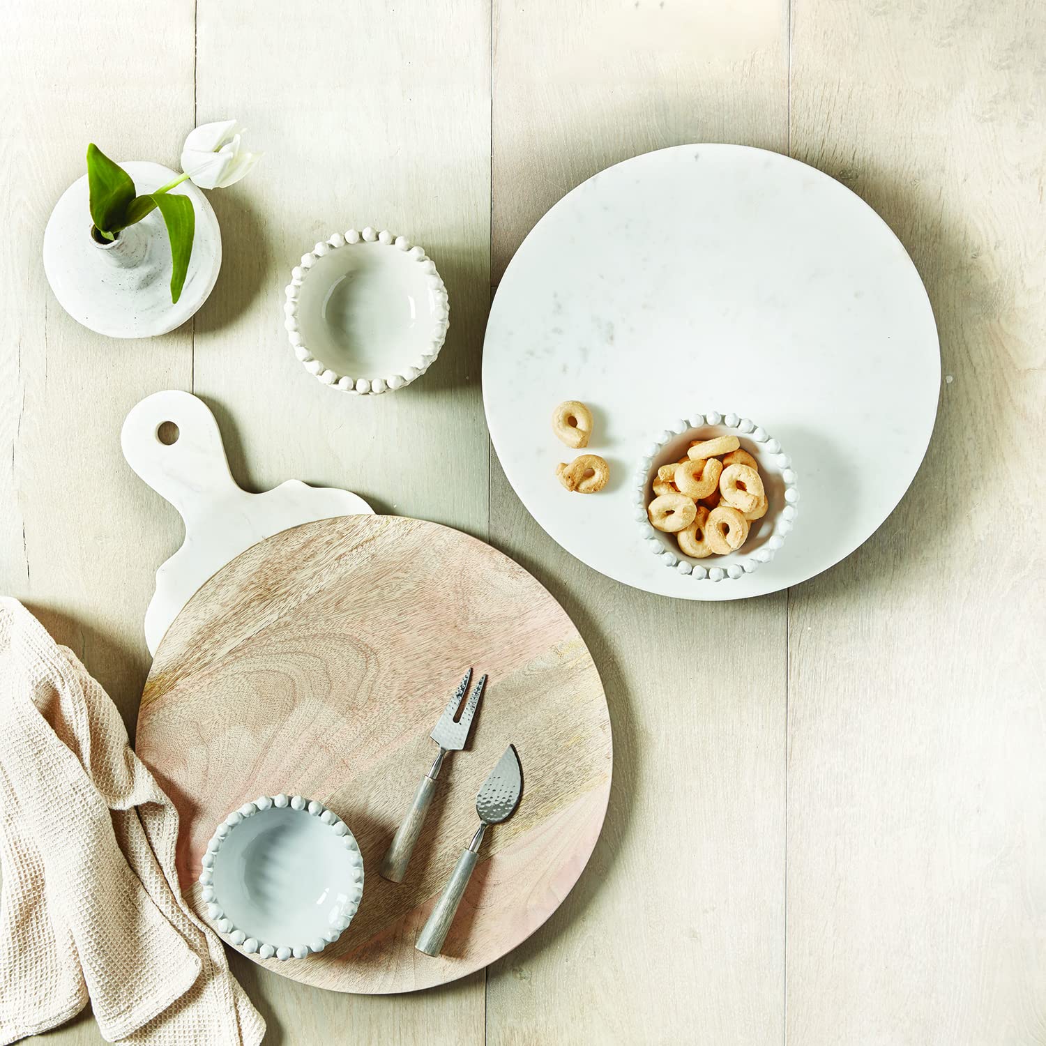 Santa Barbara Design Studio Table Sugar Marble Lazy Susan, 14-Inch Diameter, White