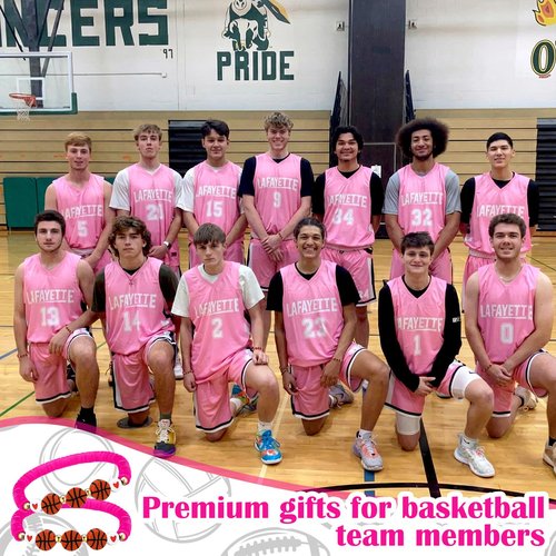Ecation 20 Set Basketball Bracelets Gifts Basketball Party Favors Bead Bracelets Team Gift with Inspirational Card for Senior Night Gifts Sport Team Lovers Players Birthday Party(Pink)
