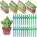Sayglossy 24 Sets Funny Succulent Valentine's Day Card and Cactus Ballpoint Pen Set Valentine Exchanges Cards Succulent Gift Novelty Cactus Pens for Kids School Classroom Gift Exchanges