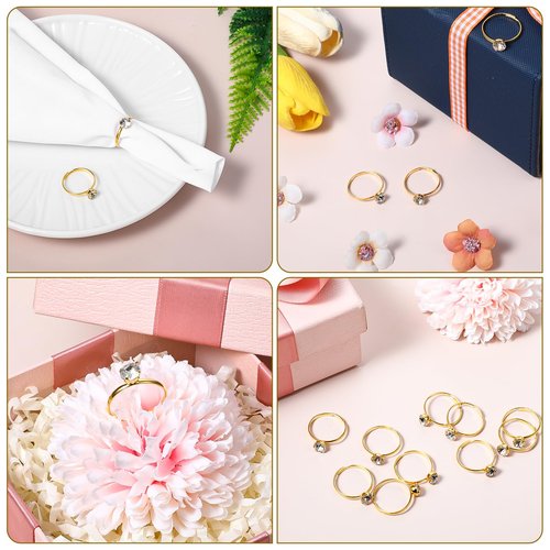 QfwdfcTrenz 72 Pcs Gold Bridal Shower Diamond Rings, Fake Bridal Shower Game Rings Adjustable Engagement Ring for Wedding Table Decorations, Party Favors, and Cupcake Toppers