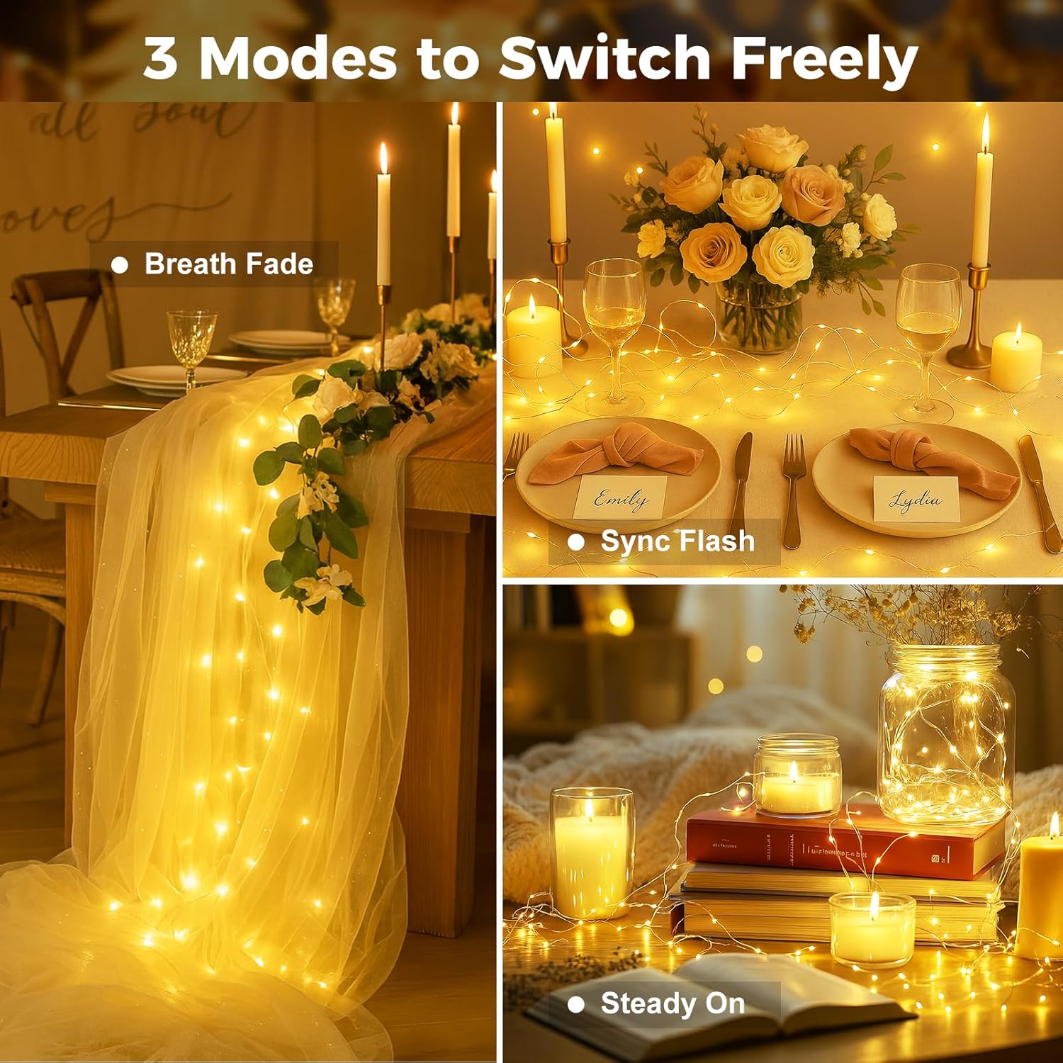 Skiennix 24 Pack Fairy Lights - Battery Operated Mini String Lights with Timer | 7ft Warm White Twinkle Lights for Weddings & Parties