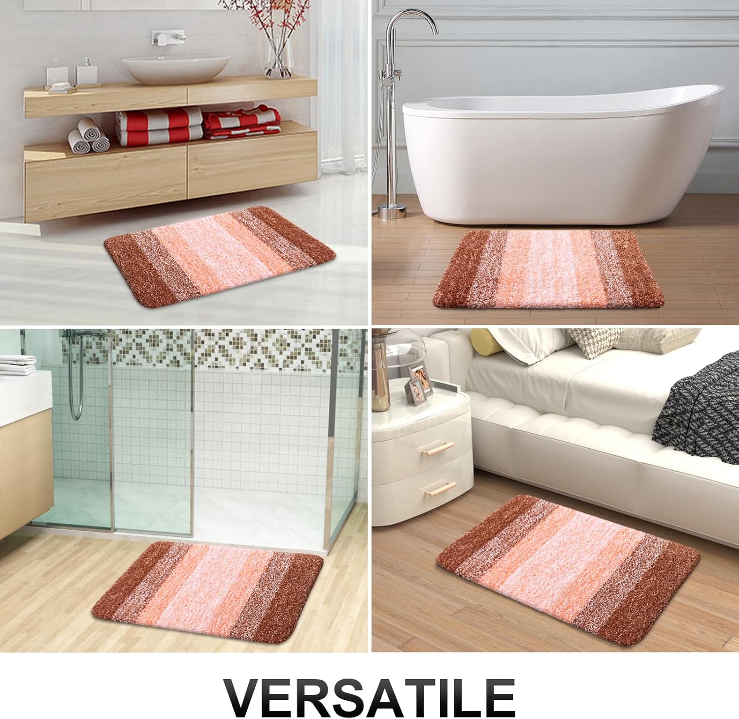 OLANLY Extra Soft Microfiber Bathroom Rug Mat - Quick Dry, Machine Washable, 24x16, Orange