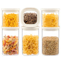 Urban Green Glass Food Storage Jar with Glass Lid in Square Shape, Food Canister Set with Airtight Lids, Pantry Jars for Kitchen Organization, Food Storage Containers in Set of 6