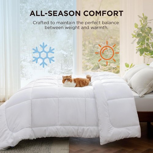 Bedsure Comforter Duvet Insert - All-Season Quilted Full Size Bedding, GentleSoft Down Alternative, White 86 x 82 Inches