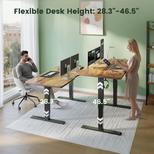 CubiCubi Electric Standing Desk Height Adjustable, 47.2 x 23.6 Inches Home Office Computer Desk, Sit to Stand Up with Memory Presets, Rustic Brown