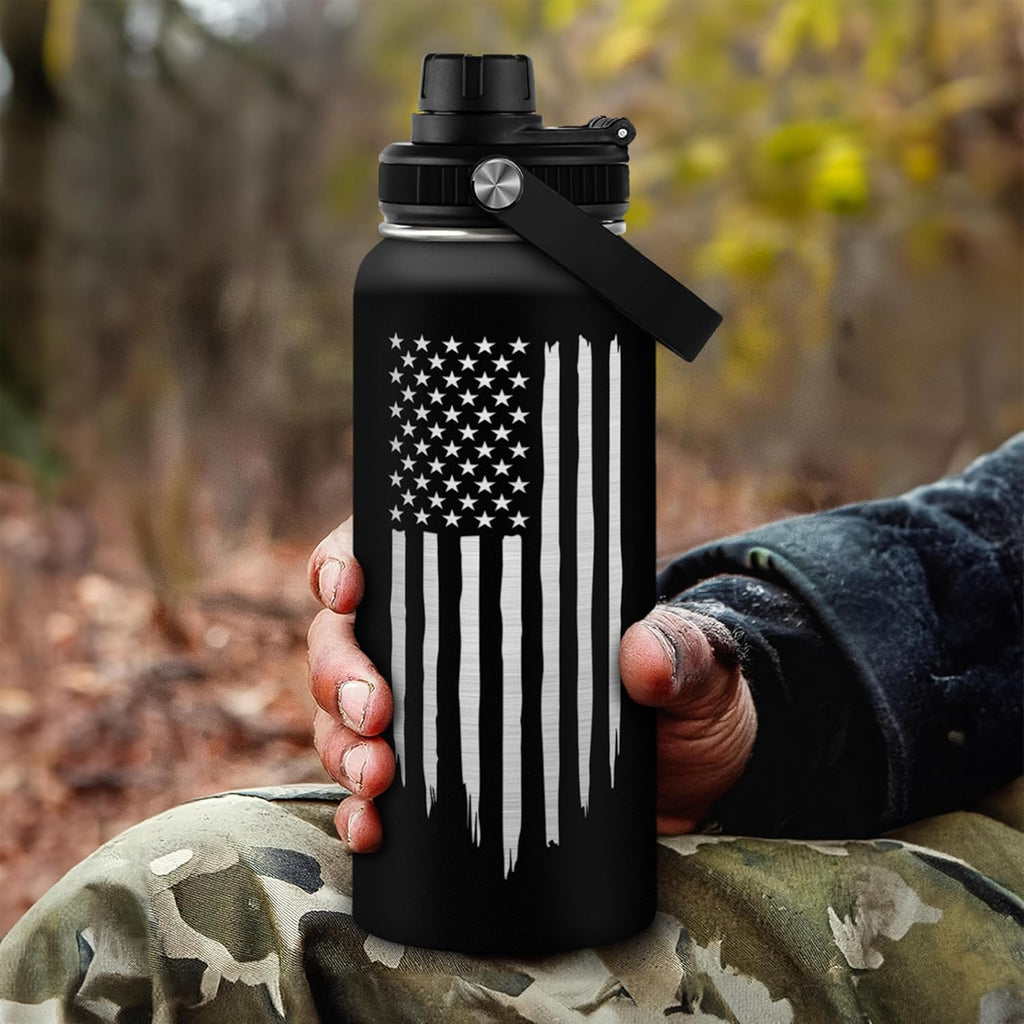 SA Water Bottles American Flag 32oz Stainless Steel Insulated Water Bottle - Perfect for Gym & Outdoor Activities