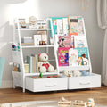 MAHANCRIS Kids Bookshelf and Toy Storage,3-Tier Sling Bookcase for Kids,Sturdy Toddler Bookshelf for Nursery,Playroom, Bedroom,White KBWT8401
