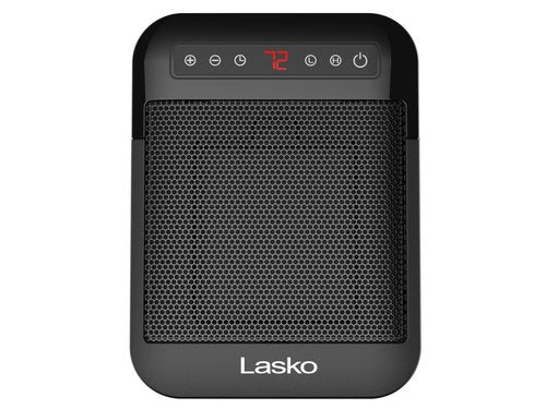 Lasko MyHeat Max Portable Ceramic Space Heater, Tip Over Switch, Overheat Protection, 2 Heat Settings, Adjustable Thermostat, Timer, for Indoor Use, Home, Office, 9 Inches, 1500W, Black, CD09101