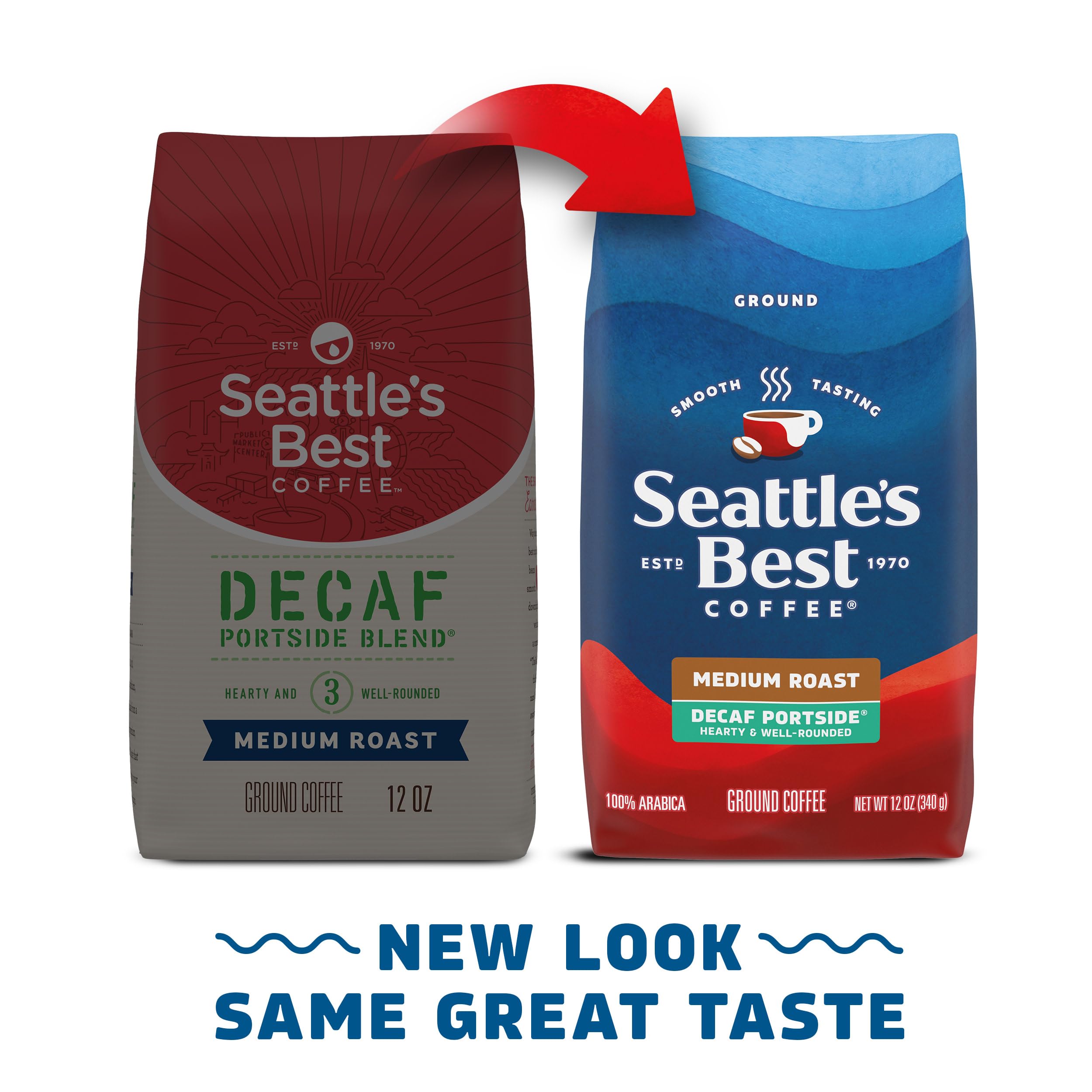 Seattle's Best Coffee Decaf Portside Blend Medium Roast Ground Coffee | 12 Ounce Bags (Pack of 6)