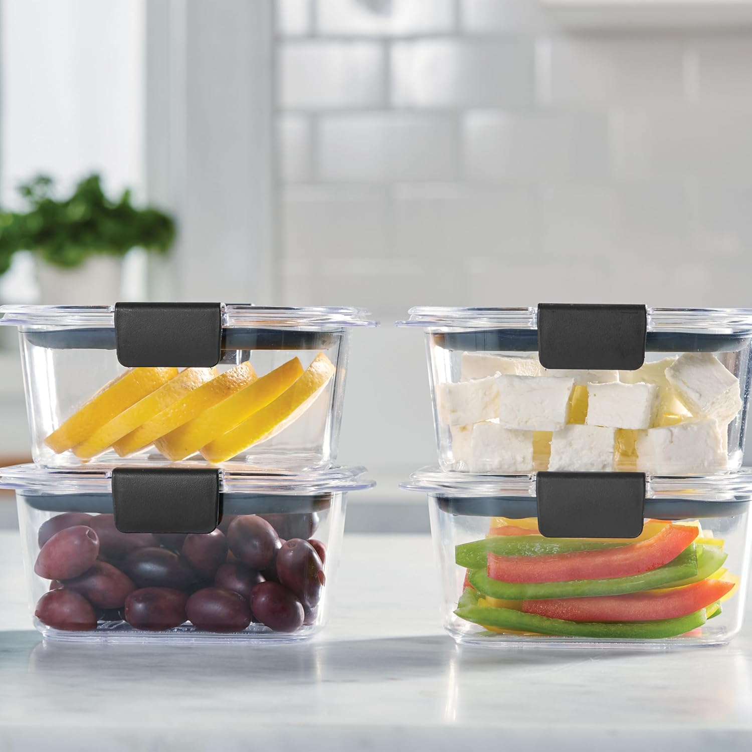 Rubbermaid Brilliance Airtight Food Storage Containers - BPA Free | Set of 4 (4.7 Cup) for Meal Prep & Leftovers