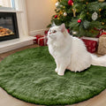 OLANLY Green Round Rug - Soft & Fluffy Shaggy Carpet | Machine Washable, 3 ft Circle for Bedroom & Living Room