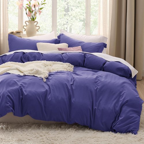 Bedsure King Size Duvet Cover Set - 3 Pieces Extra Soft Prewashed Cotton-Like Polyester in Skipper Blue | Includes 1 Zippered Duvet Cover 104x90 Inches & 2 Pillow Shams