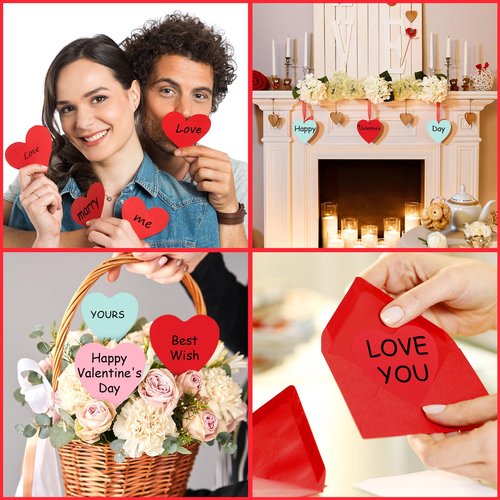 Cholemy 240 Pcs Valentines Day Heart Cards with Envelopes Blank Colorful Heart Shaped Greeting Cards Paper Cutouts for Valentines Party Gift Exchange Anniversary Weddings(Red, White, Pink, Green)