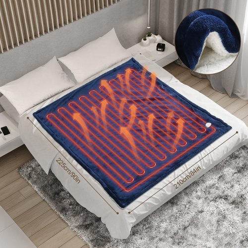 OneAmg Heated Blanket Electric Queen Size 84"X90",Electric Blanket with 6 Heat Settings & 1-10 Hours Time Settings Auto-Off,Machine Washable Heating Blanket for Home and Office (Blue)