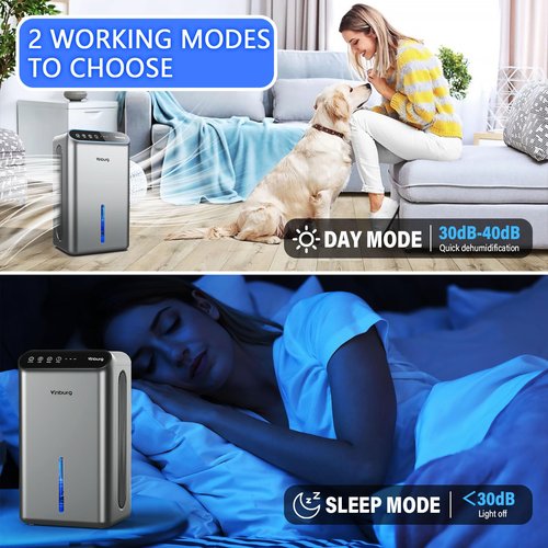 Dehumidifier for Basement (85 OZ, 800 sq ft) Quiet Dehumidifiers for Home, Auto Shut-Off, Sleep Mode, 3 Gear Timer(8H,16H,24H), Small Dehumidifier for Bedroom, Bathroom with Drain Hose (Deep Sliver)