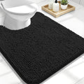 OLANLY U-Shaped Toilet Rugs - Extra Soft, Absorbent Chenille Bath Mat | 24x20, Quick-Dry, Non-Slip, Black