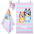 Bluey Beach Towel with 2 Clips Kids Toddlers Quick Dry Towel for Pool Beach Bath Swimming Trips Travel Essentials 55x27”