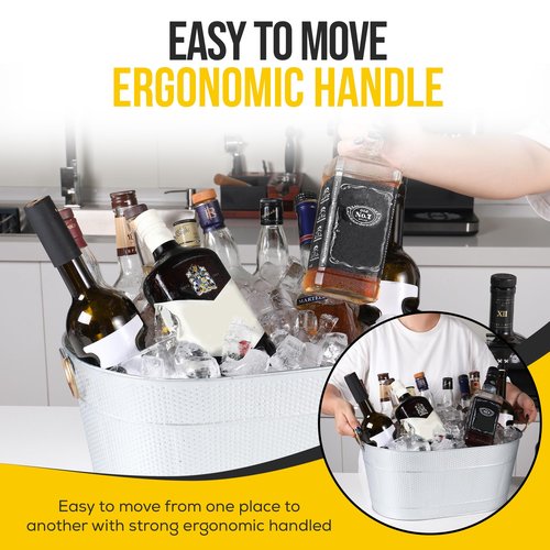 18” Stainless Steel Beverage Tub - 5 Gallon - Gold Handles & Shovel Included - Holds 30 Bottles & Stays Cold for Hours - Use as Wine Bottle Chiller to Beer Bucket Holder - Leak Proof (Gold)