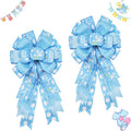 Montekin Large Baby Shower Bows - 20x11 Inch Wired Burlap Wreath Bow for Boys & Girls | Spring Decor (Blue)