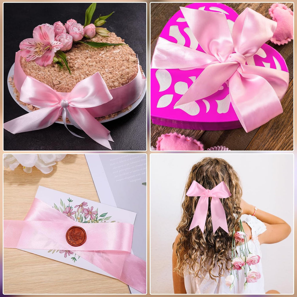 Woric Pink Ribbon - 1.5 Inch Light Pink Satin Ribbon | 60 Yards for Weddings & Crafts