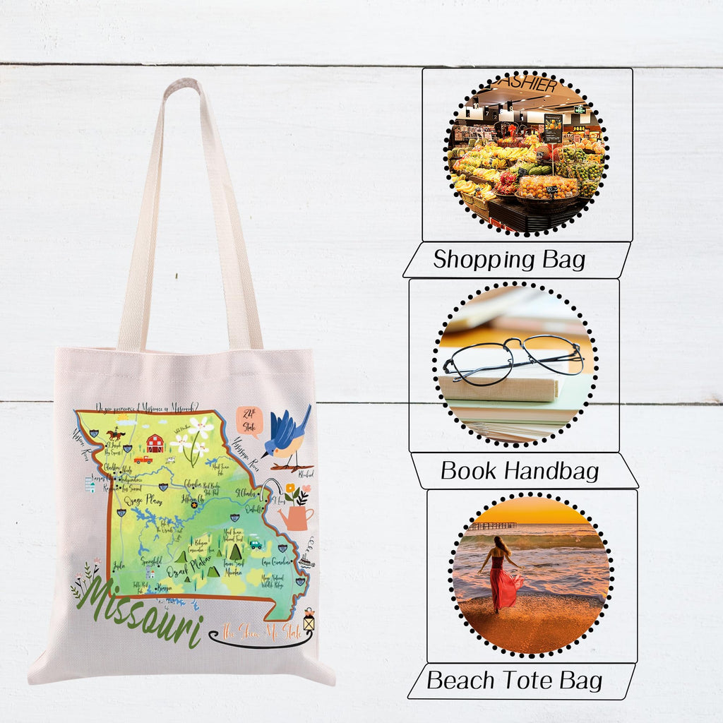 CMNIM Missouri Themed Gifts Missouri Tote Bag Missouri Souvenirs And Gifts Missouri State Travel Grocery Shoulder Bag Handbag (Missouri TB)