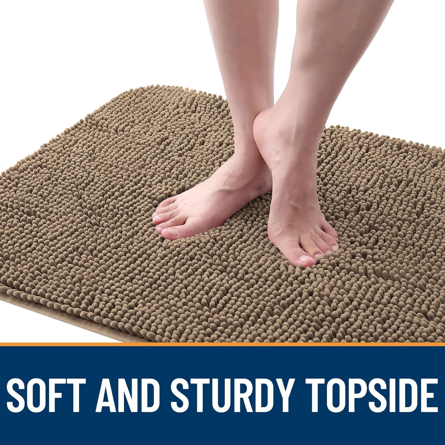 OLANLY Dog Door Mat - Absorbent Non-Slip Washable Chenille Mat for Muddy Paws | 70x32 Tan