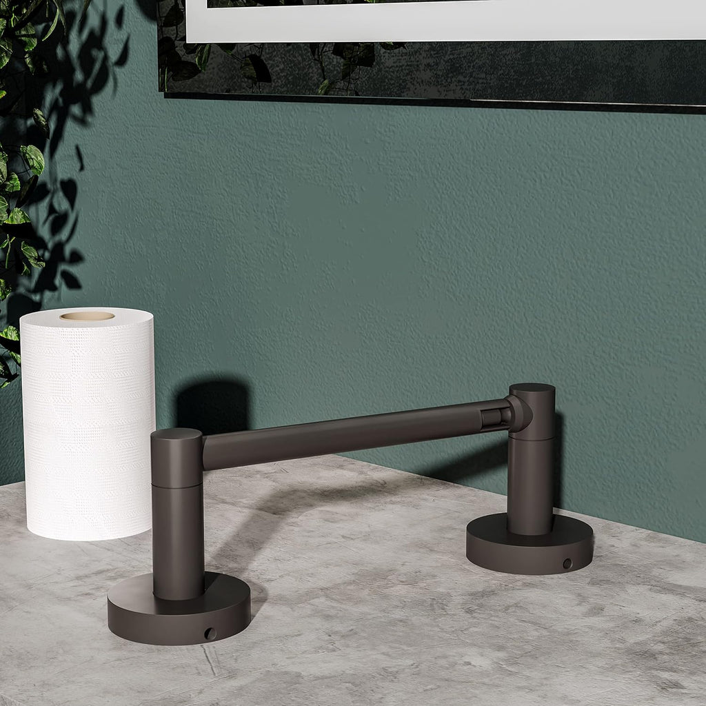 Skiennix Matte Black Toilet Paper Holder - Double Post Pivoting Design | Durable Stainless Steel & Zinc Alloy