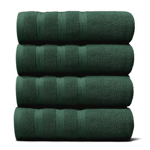 Hearth & Harbor Luxury Hand Towels - 100% Ring Spun Cotton Hand Towels for Bathroom, Shower, Spa, Soft & Absorbent Towels, 4 Piece Set, Hunter Green