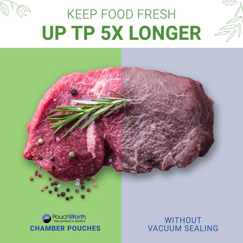 PouchWorth 1,000 Pack Clear 10" x 12", 3 mil Chamber Machine Pouches, Pre-Cut Chamber Vacuum Sealer Bags, Heavy Duty Seal Pouch, BPA-Free Chamber Sealer Bags with Tear Notch