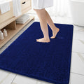 OLANLY Large Bathroom Rugs - Extra Soft Chenille Bath Mat with Rubber Backing | 59x35 Inches, Navy