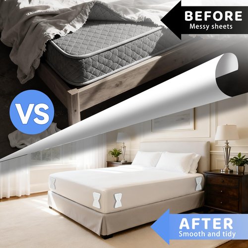 WISHBAY Fitted Sheet Holder for Corners Upgrade Bed Sheet Grippers Dual-Side Lock Design, 4Pcs Bed Sheet Holders Heavy Duty Sheet Clips Fitted All Mattress Sizes, Lock Sheet Holders Keep Firm