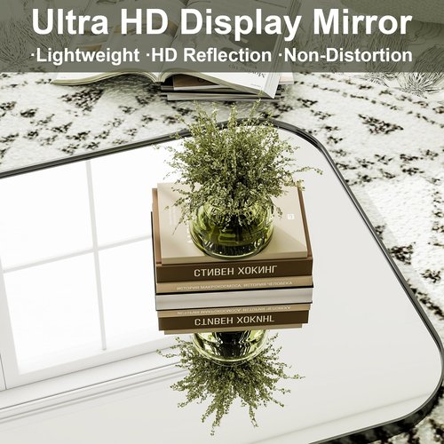 HARRITPURE 57"x20" Full Length Mirror, Black Rounded Corner Aluminum Frame Standing Mirror, Hanging/Leaning Wall Floor Mirror with Stand for Living Room Bedroom Cloakroom