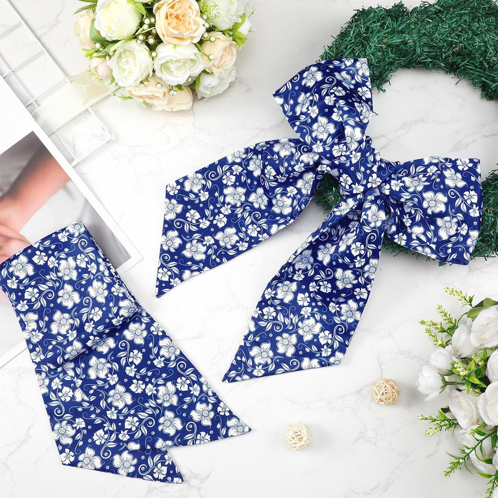 Skiennix Wreath Sash - Reversible Chinoiserie Decor for Monogram Garland | 2 Pcs Blue Style for Indoor/Outdoor Use