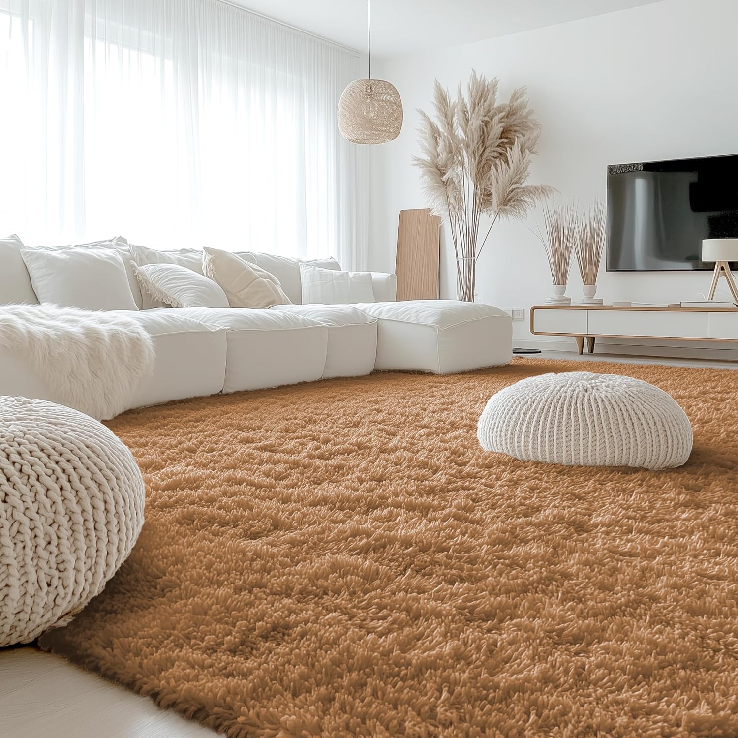 OLANLY Large Area Rug - Soft Fluffy Shaggy Carpet for Living Room & Bedroom | 9x12, Khaki