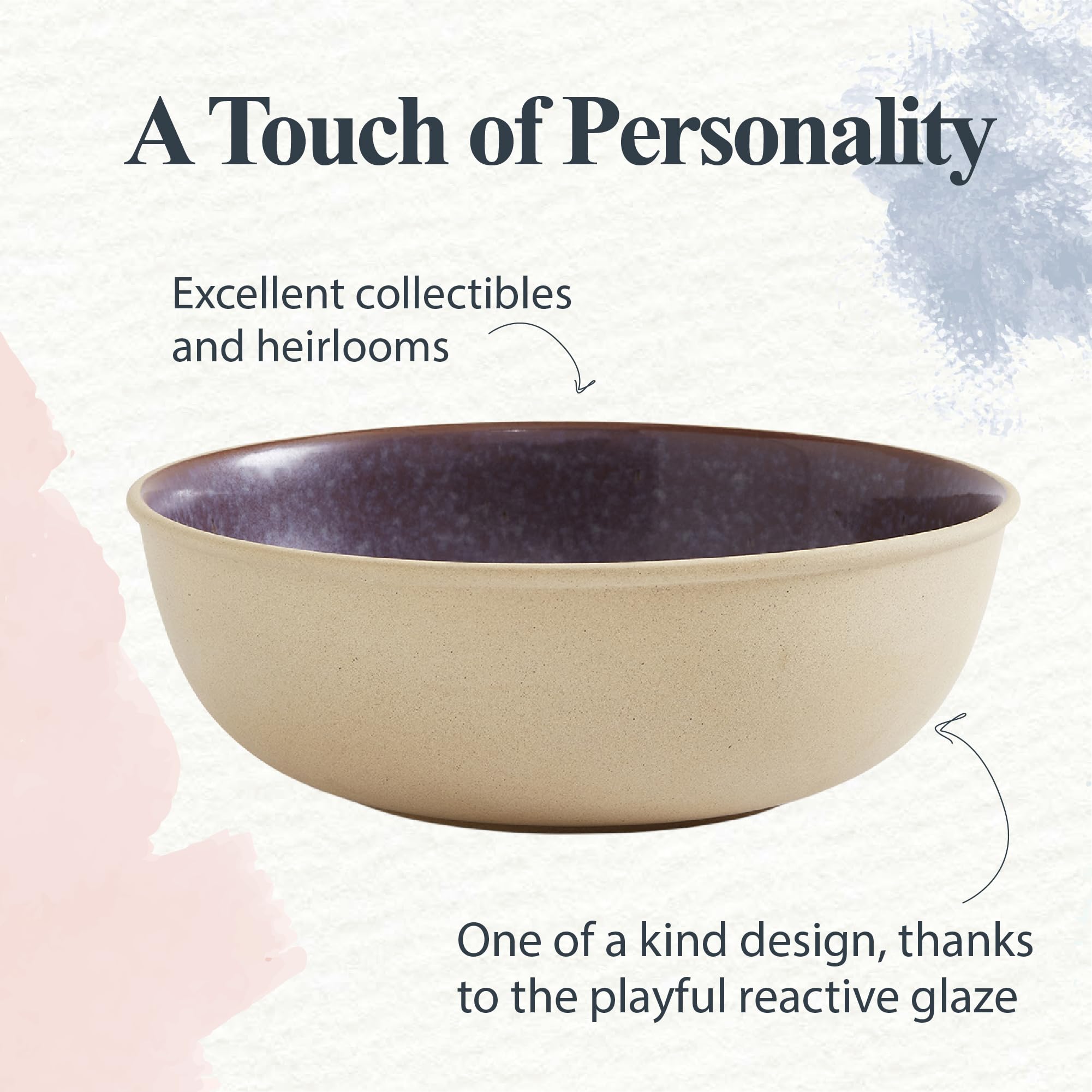 Portmeirion Minerals Medium Serving Bowl Amethyst | 10 inch Ceramic Serving Platter made from Stoneware | Dishwasher, Microwave, Freezer, and Oven Safe | Perfect for Kitchen Entertainment