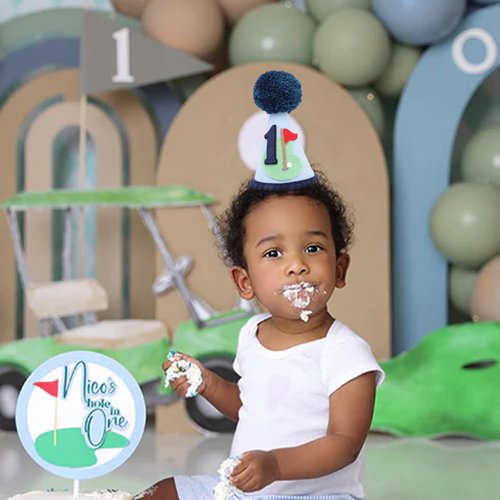 LINLULU Golf 1st Birthday Hat for Boys - Hole in One 1st Birthday Crown, Golf First Bday Decoration, Boy First Bday Party Hat, Our Little All Star Bday Decor