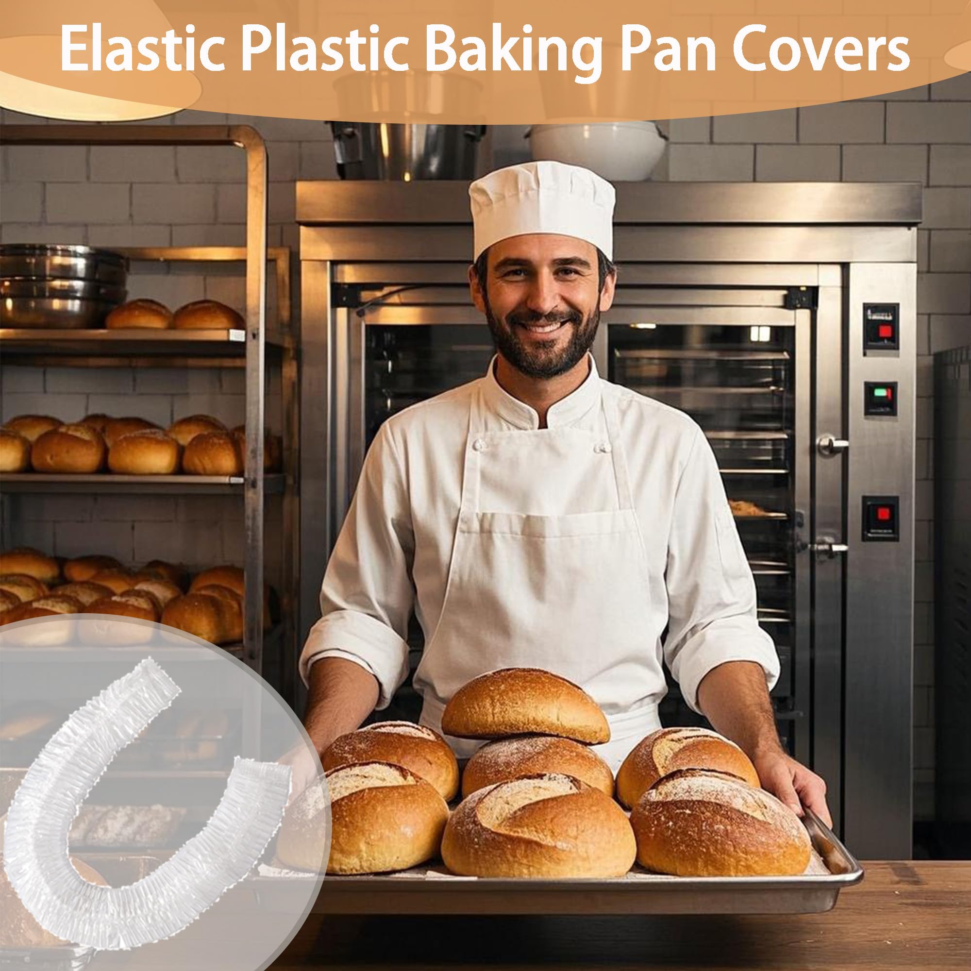 50PCS Elastic Plastic Baking Pan Covers Disposable Half Sheet Cover Transparent Pan Cover Reusable Baking Sheet Liner for Baking Sheets Cookie Trays Bbq Meal Prep Suitable for Up to 13 * 18inches