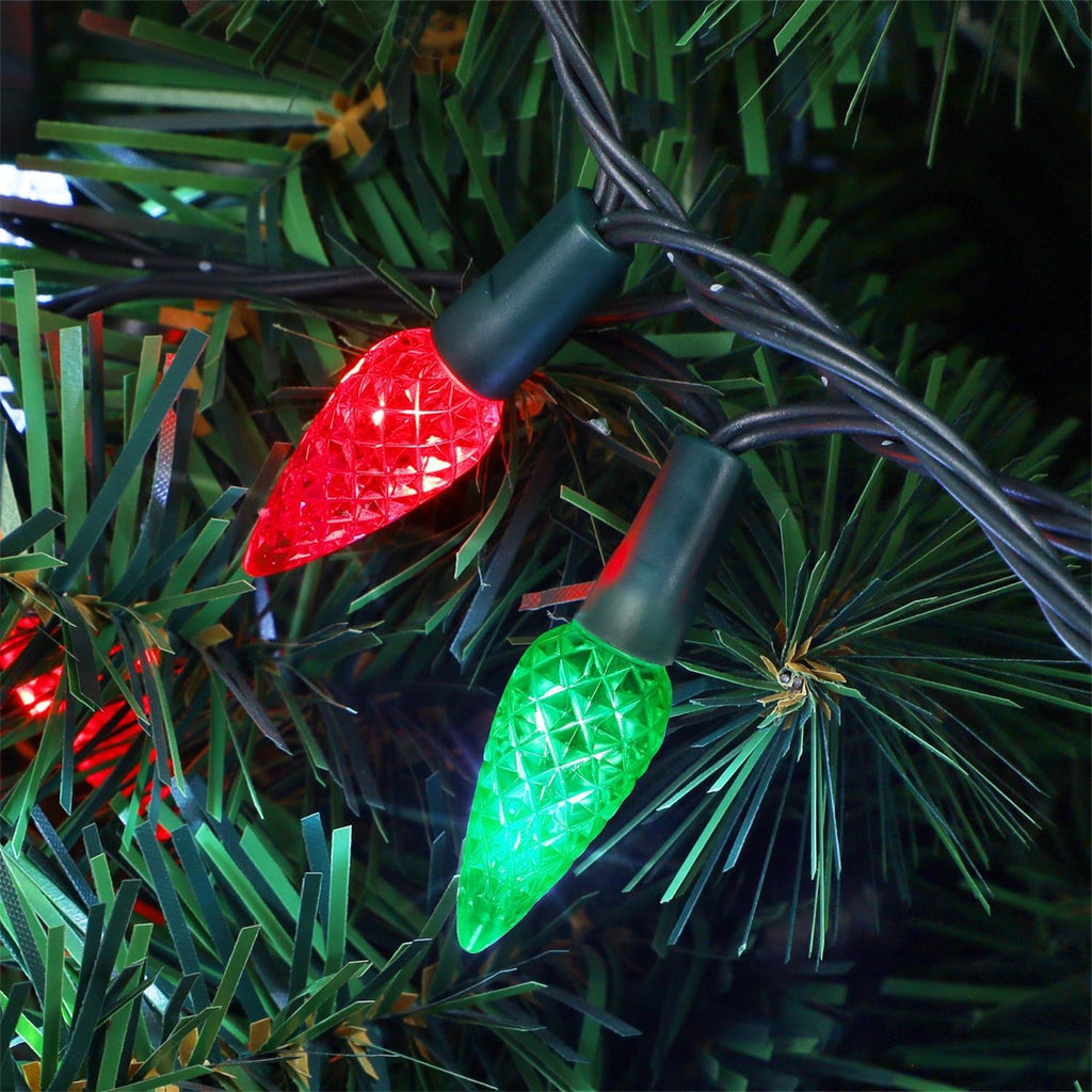 WATERGLIDE C6 100 LED Christmas String Lights - 33ft Waterproof Fairy Lights for Indoor/Outdoor Decor | Red & Green