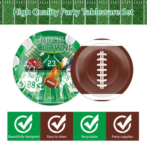 Xionpe 168 PCS Football Disposable Tableware Set, Football Party Supplies with Plates, Cups, Napkins, Cutlery (Forks, Spoons, Knives), Serves 24 Guests for Game Day, Birthday & Tailgate