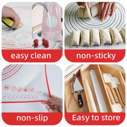 Dough Mat Silicone Baking Mats for Rolling Pastry,Kneading Sheet Sourdough Bread Baking Supplies Black 24x16" 0.45mmT
